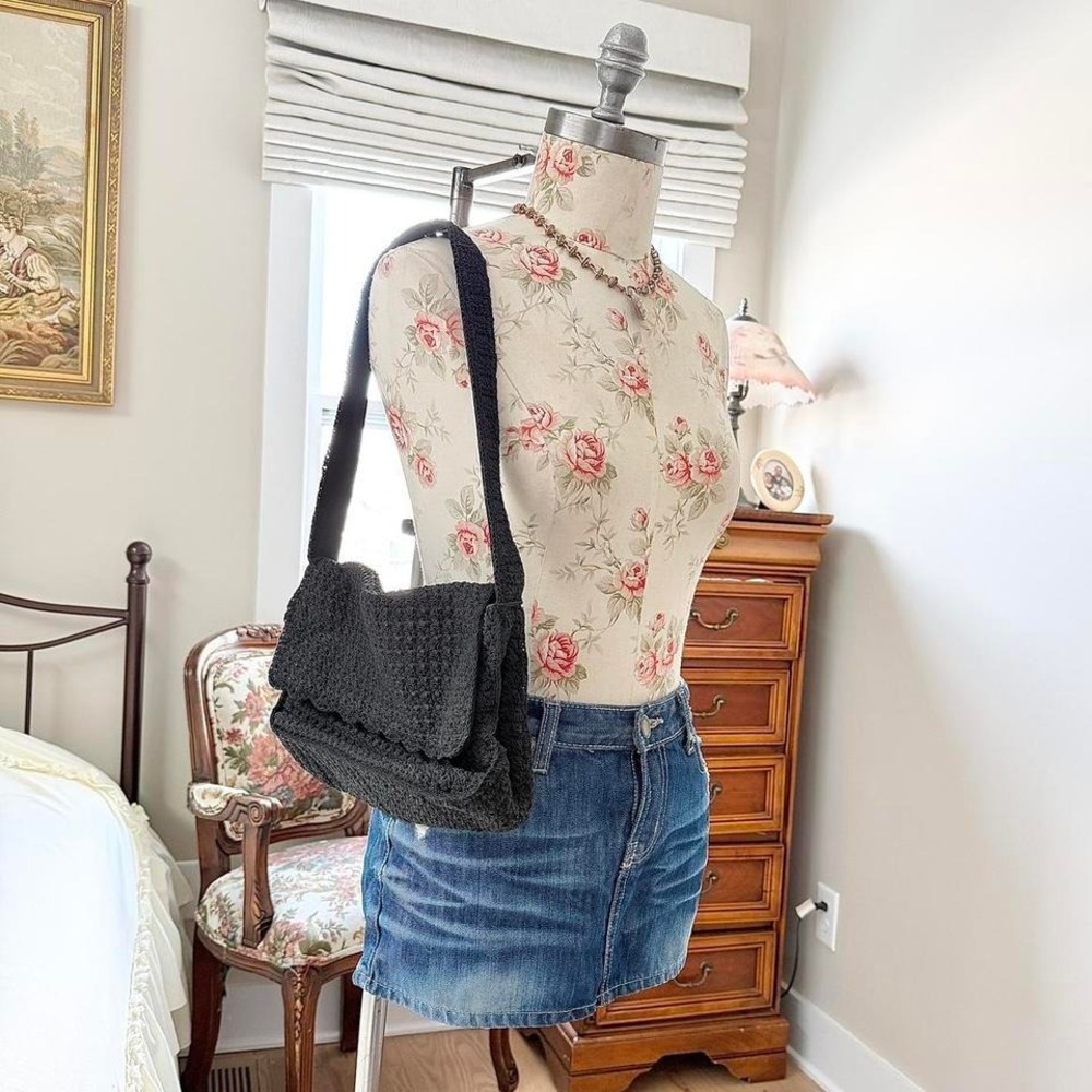 black knit bag‎  y2k first issue black knit shoulder bag